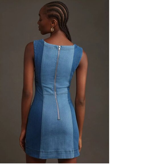 NEW Anthropologie Pilcro Sleeveless Two-Tone Denim Mini Dress size 8 blue nwt - Picture 3 of 7
